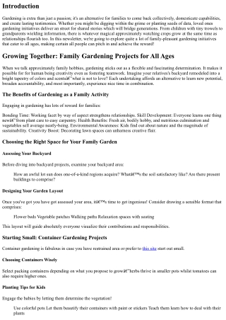 Growing Together: Family Gardening Projects for All Ages