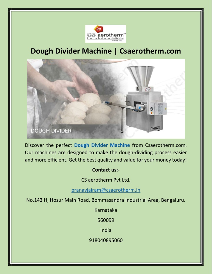 dough divider machine csaerotherm com