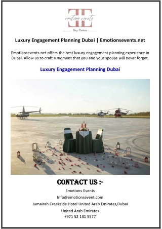 Luxury Engagement Planning Dubai  Emotionsevents.net