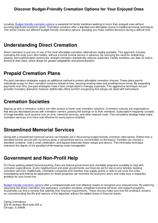 Discover Budget-Friendly Cremation Options for Your Loved Ones