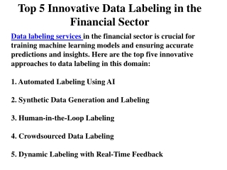 Top 5 Innovative Data Labeling in the Financial Sector