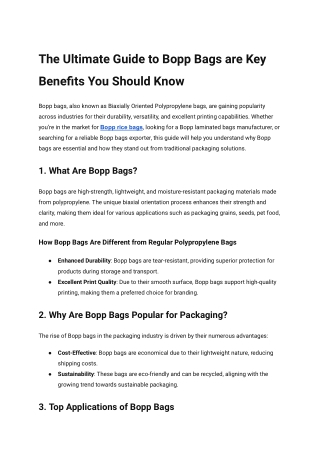 The Ultimate Guide to Bopp Bags are Key Benefits You Should Know