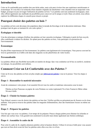 “Comment Créer un Lit Confortable avec des Palettes”