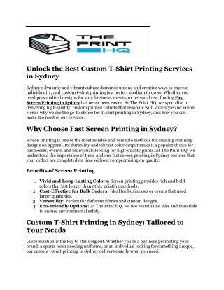 Online T-shirt Printing Sydney