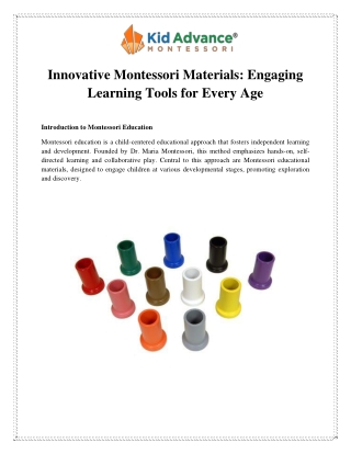 Innovative Montessori Materials Engaging Learning Tools for Every Age