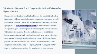 title complete diagnostic test a comprehensive