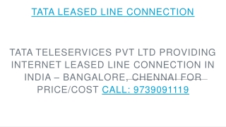 Tata Internet Leased Line Connection | Cost, Price/Tariff Plan