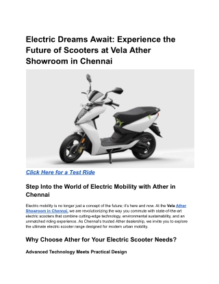 Electric Dreams Await_ Experience the Future of Scooters at Vela Ather Showroom in Chennai