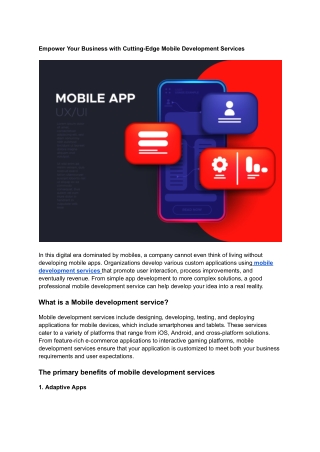 Empower Your Business with Cutting-Edge Mobile Development Services