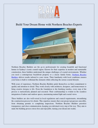 build your dream home with northern beaches