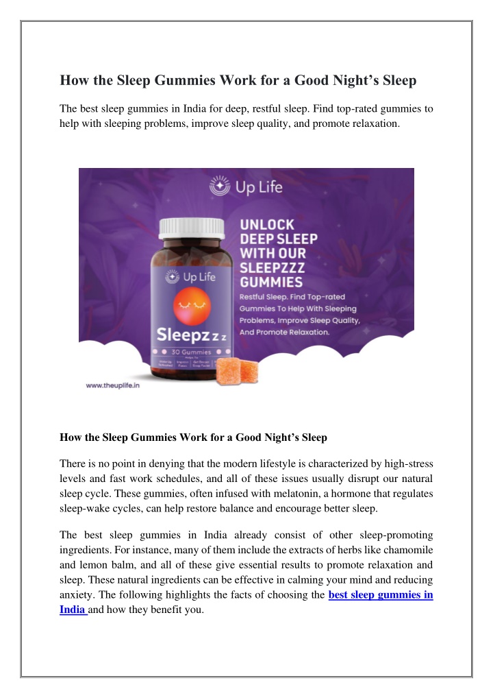 how the sleep gummies work for a good night