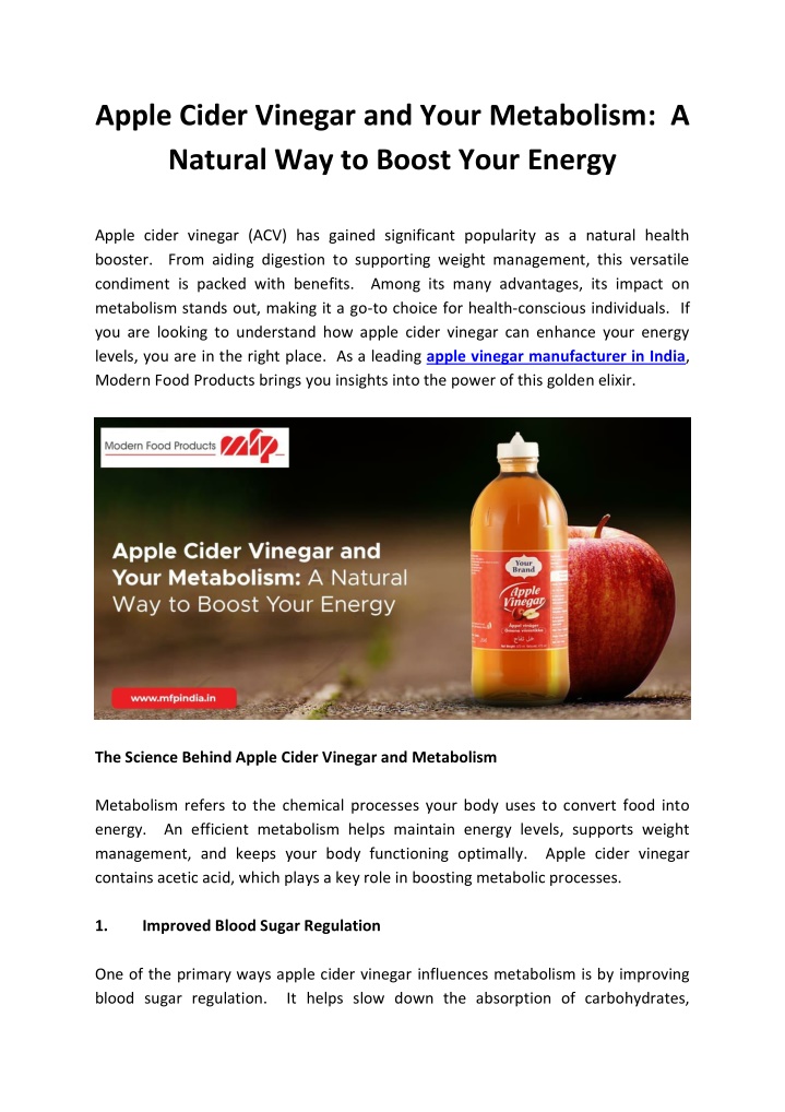 apple cider vinegar and your metabolism a natural