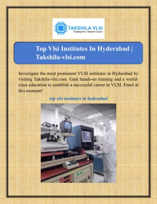 investigate the most prominent vlsi institutes