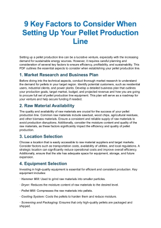 Key Factors to Consider When Setting Up Your Pellet Production Line