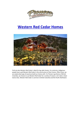 Western Red Cedar Homes