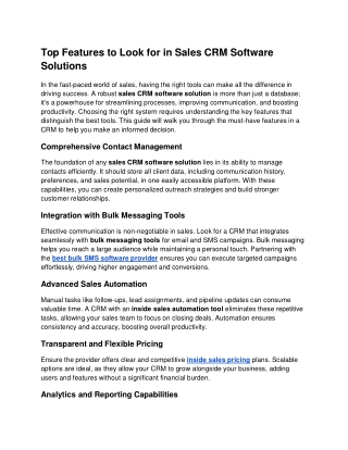 top features to look for in sales crm software