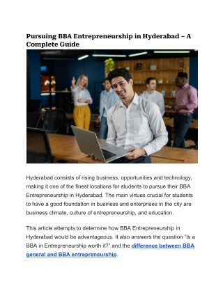pursuing bba entrepreneurship in hyderabad