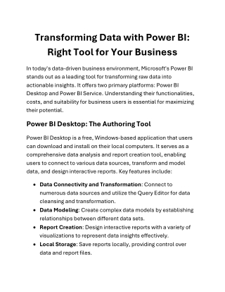 Power BI Desktop vs. Power BI Service