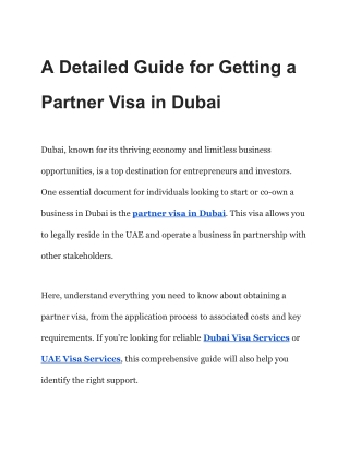 A Detailed Guide for Getting a Partner Visa in Dubai