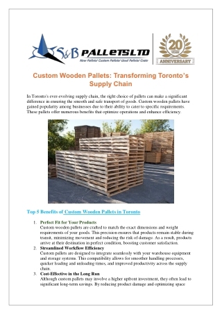 Custom wooden pallets in toronto