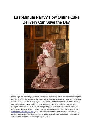 Last-Minute Party? How Online Cake Delivery Can Save the Day.