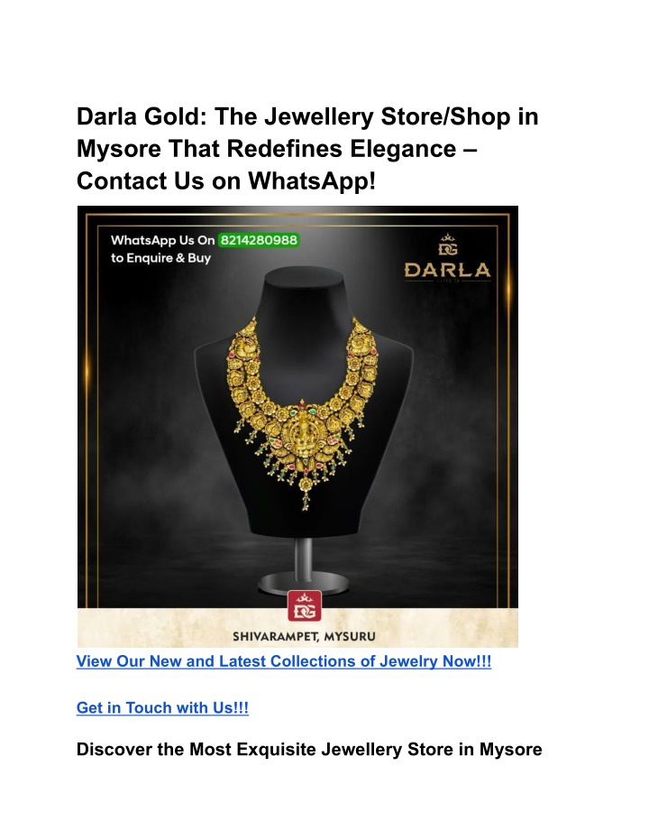 darla gold the jewellery store shop in mysore