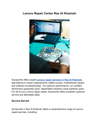 Lenovo Repair Center Ras Al Khaimah
