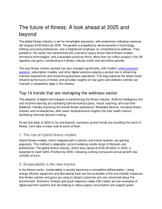 The future of fitness: Insights for 2025 and beyond
