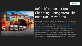 Reliable Logistics Shipping Management in Bahamas Providers