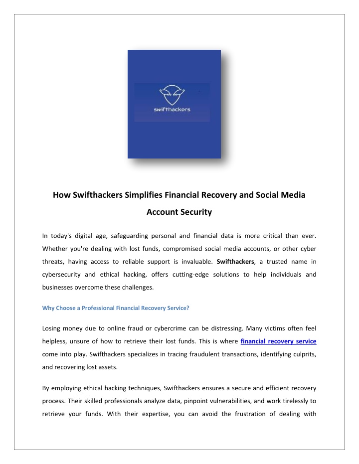 how swifthackers simplifies financial recovery