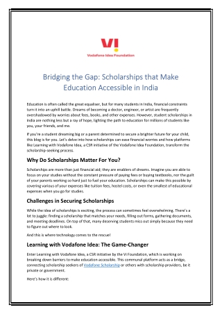 Bridging the Gap Scholarships that Make Education Accessible in India