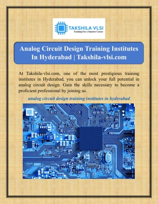 Analog Circuit Design Training Institutes In Hyderabad | Takshila-vlsi.com