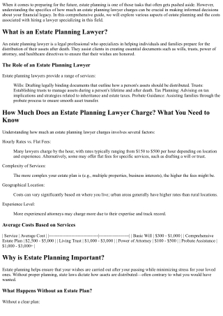 How Much Does an Estate Planning Lawyer Charge? What You Need to Know