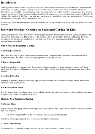 Backyard Wonders: Creating an Enchanted Garden for Kids