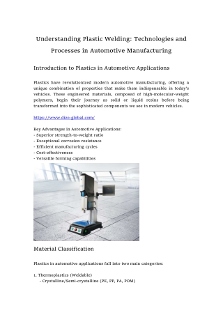 Understanding Plastic Welding in Automotive Manufacturing