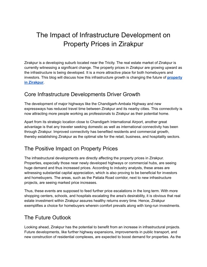 the impact of infrastructure development