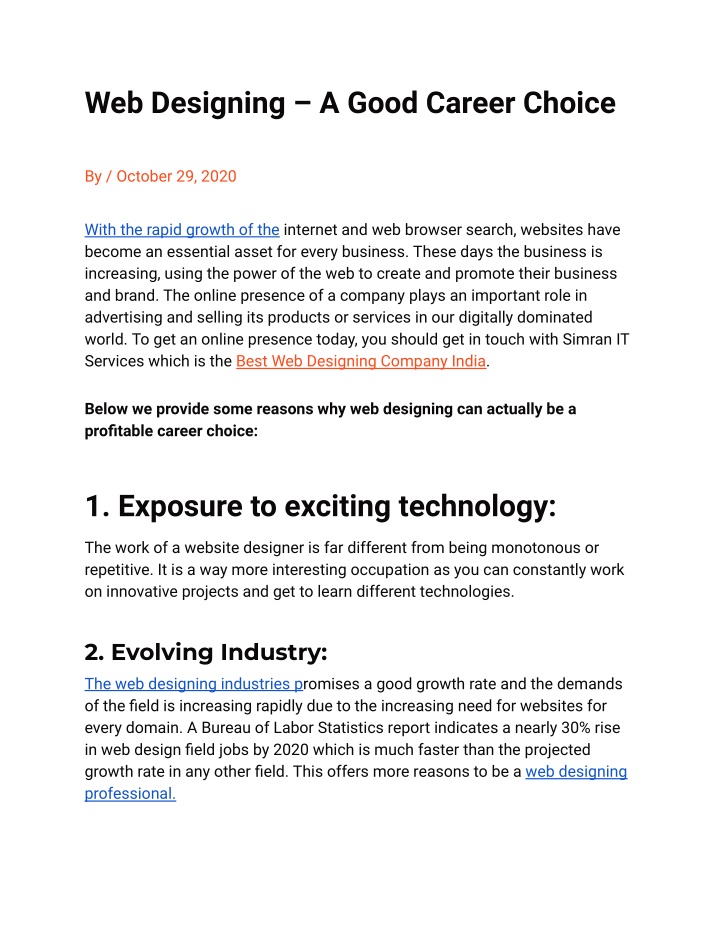 web designing a good career choice