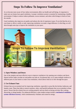 Steps To Follow To Improve Ventilation