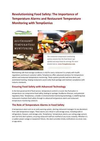 Revolutionising Food Safety The Importance of Temperature Alarms and Restaurant Temperature Monitoring with TempGenius