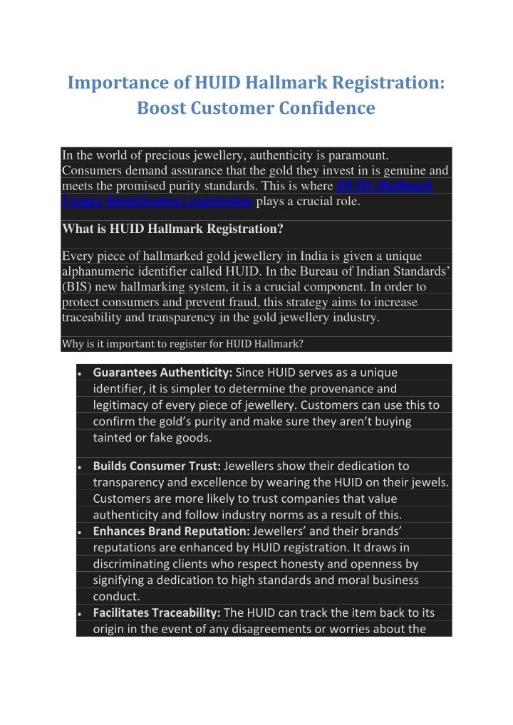 importance of huid hallmark registration boost