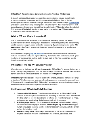 Office24by7_ Revolutionizing Communication with Premium IVR Services (1)