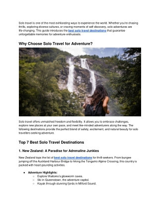 The Best Solo Travel Destinations for Adventure Seekers