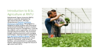 Advancing Agricultural Education - An In-Depth Look at RNTU's B.Sc. (Hons.) Agriculture Program