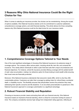 3 reasons why ohio national insurance could