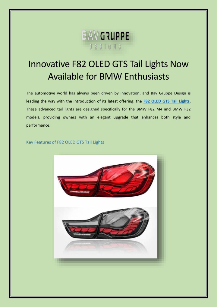 innovative f82 oled gts tail lights now available