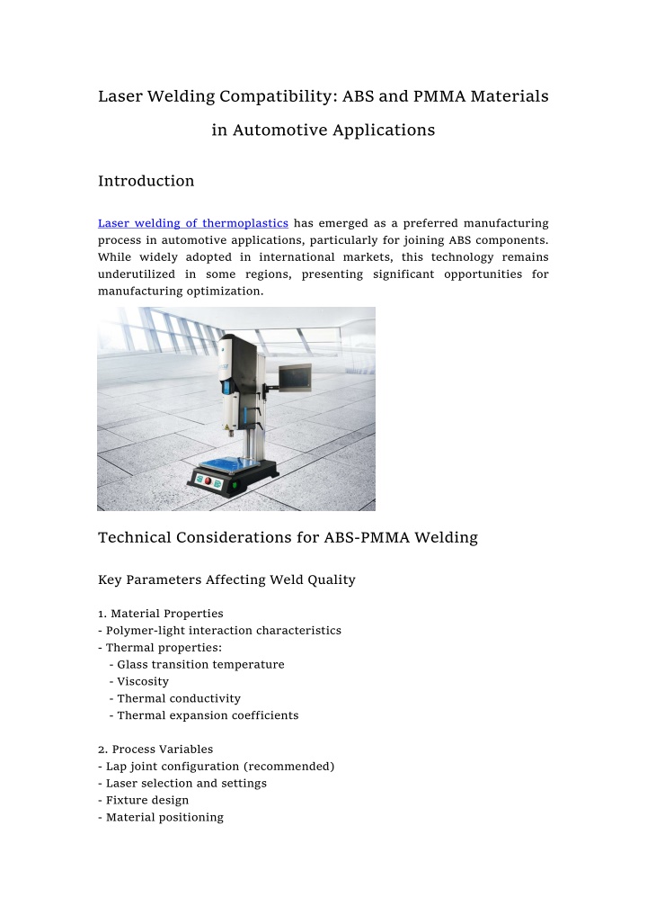 laser welding compatibility abs and pmma materials