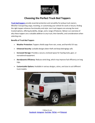 Liberty Flag & Specialty - Toppers for Trucks