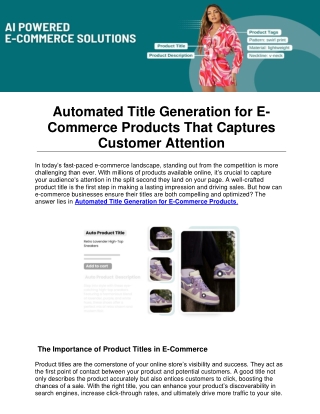 Automated Title Generation for E-Commerce Products That Captures Customer Attent