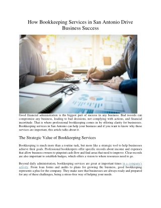 How Bookkeeping Services in San Antonio Drive Business Success