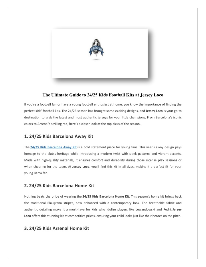 the ultimate guide to 24 25 kids football kits